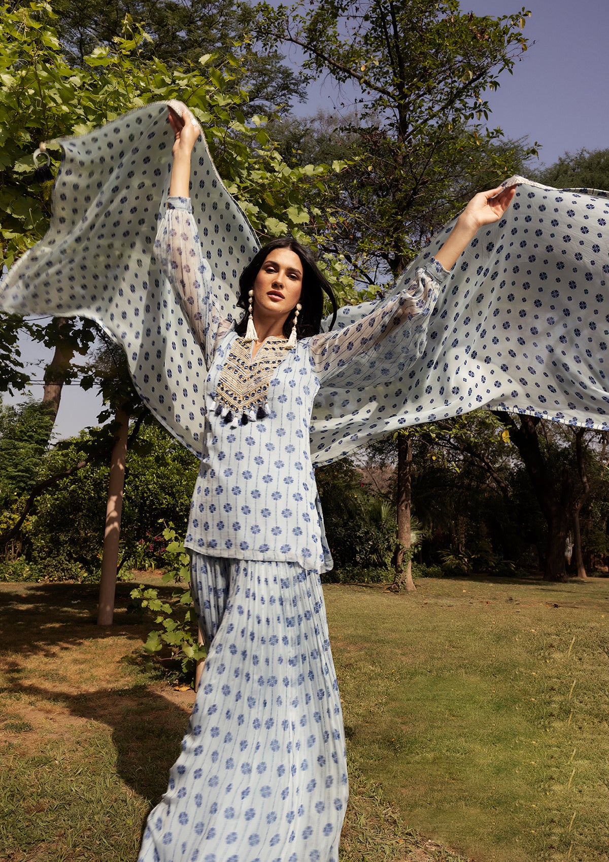 Anshula Kapoor in Nazreen Sky Sharara Set - Seeaash