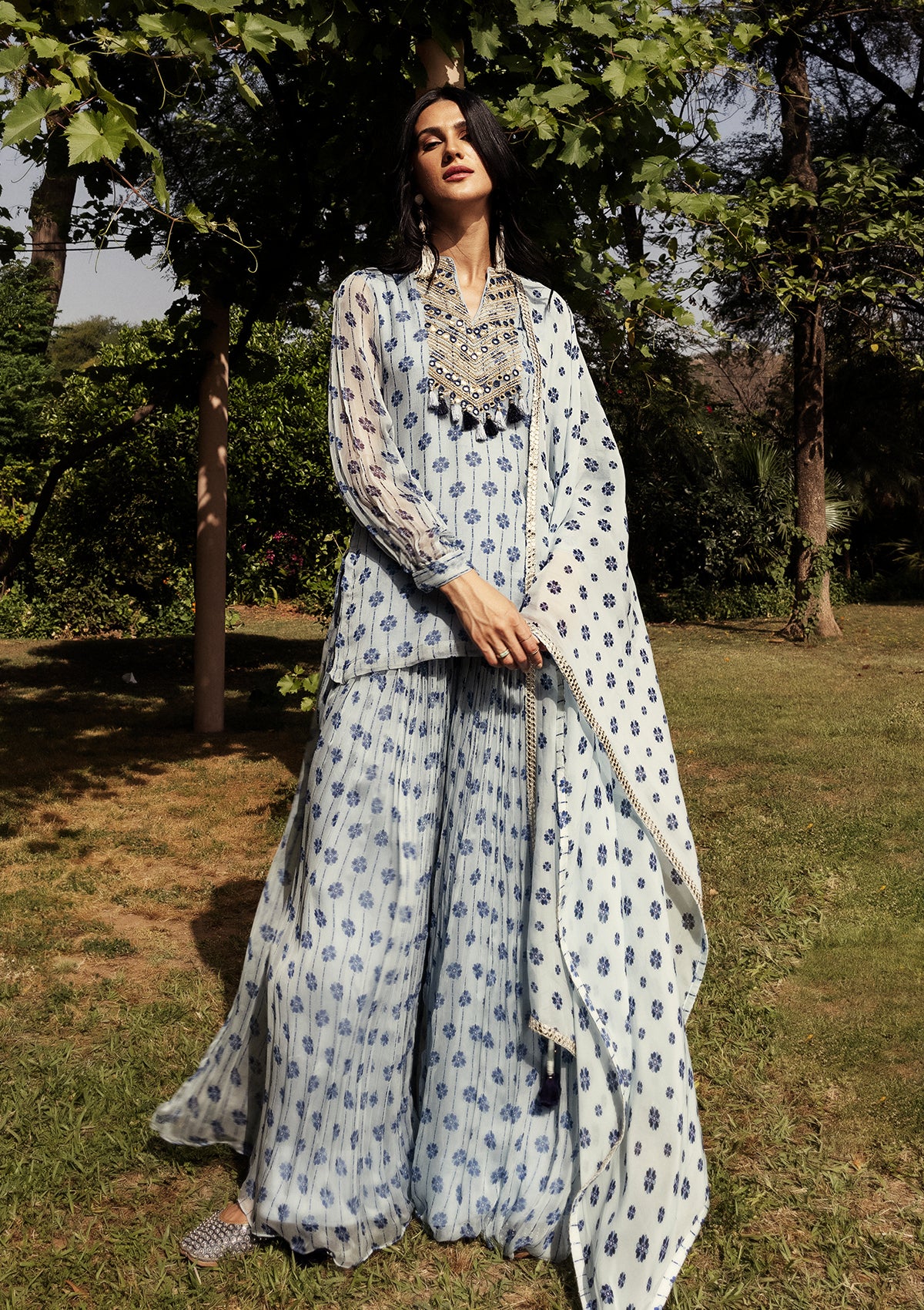 Anshula Kapoor in Nazreen Sky Sharara Set - Seeaash