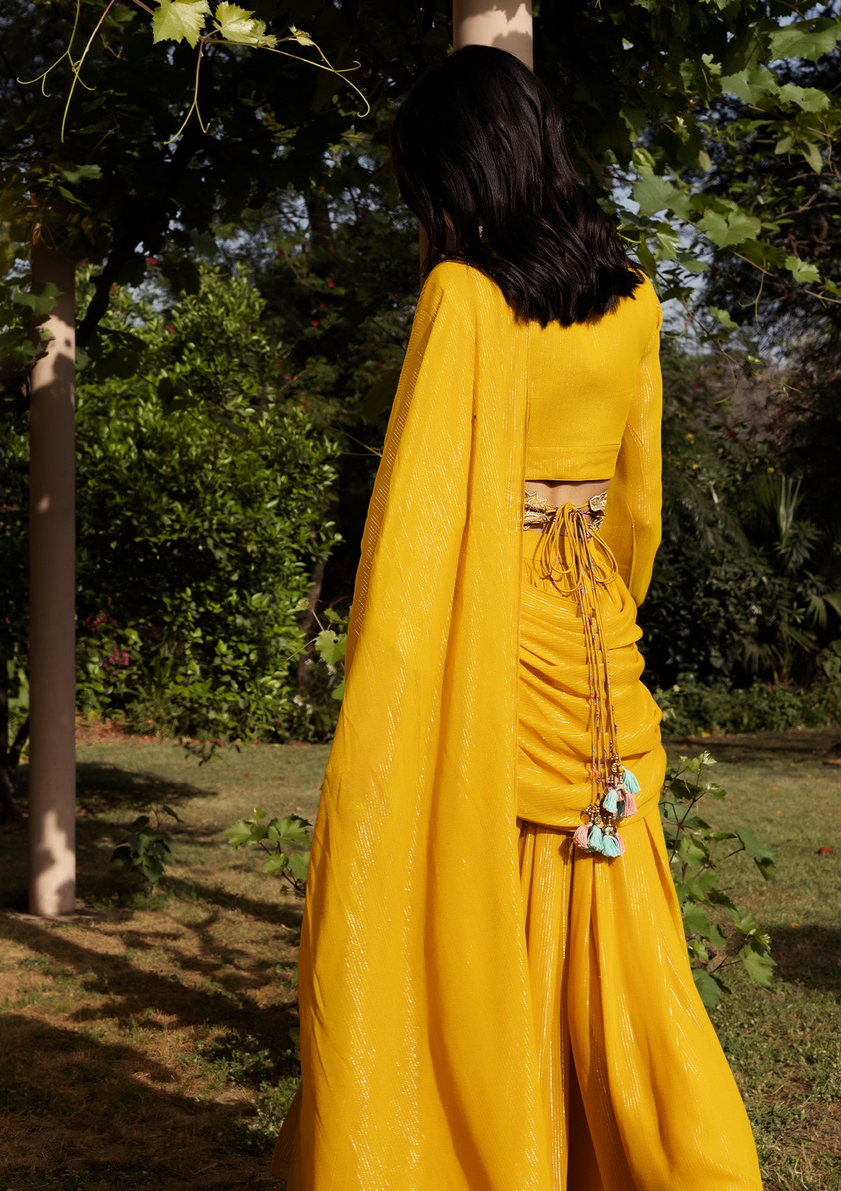 Amber Sharara Collared Saree Set - Seeaash
