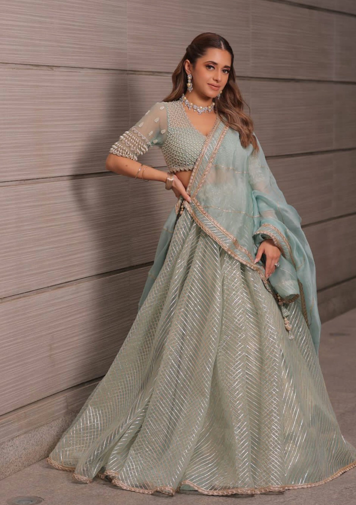 Gota Aqua Lehenga Set - Seeaash