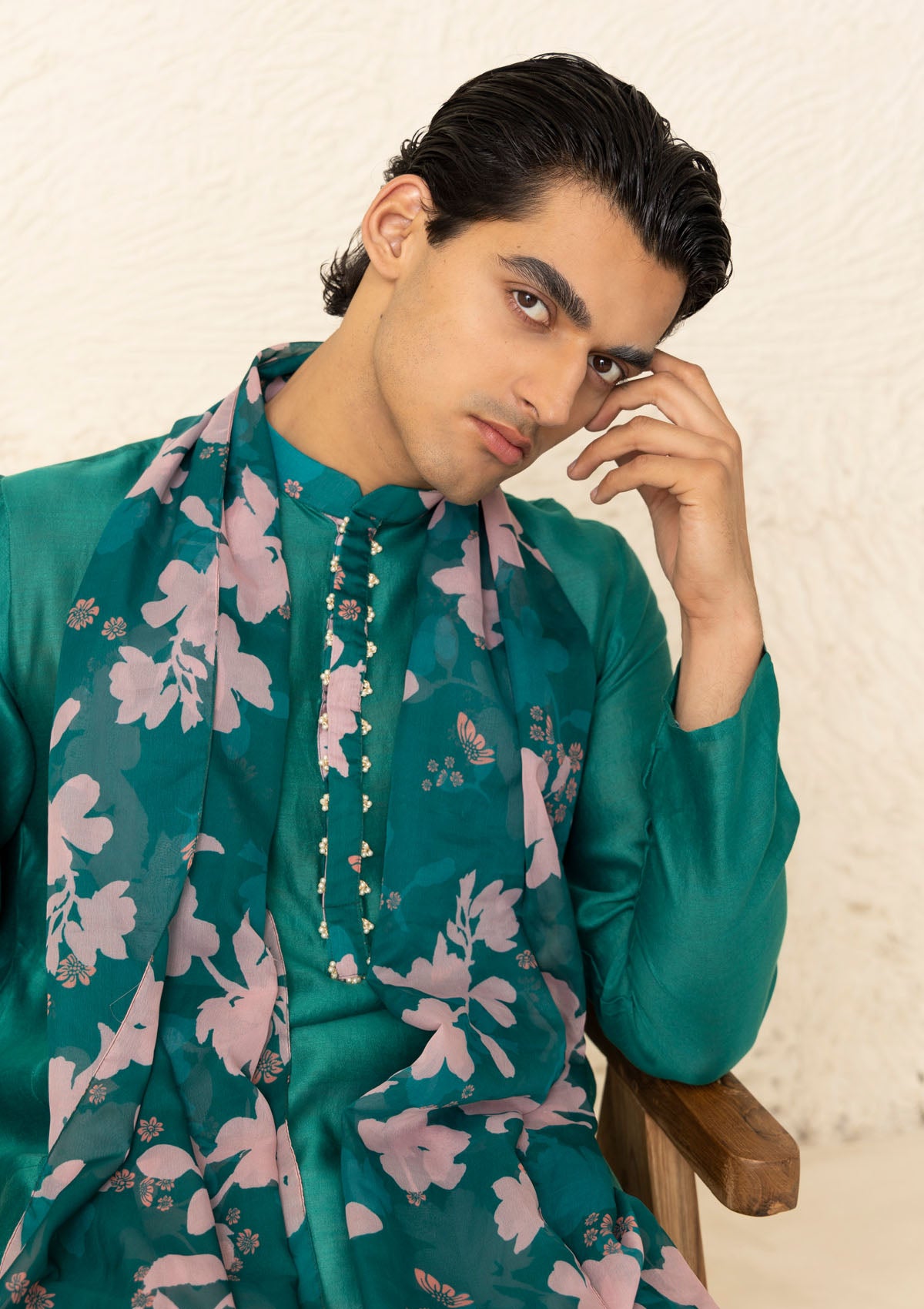 Emerald Embroidered Long Kurta