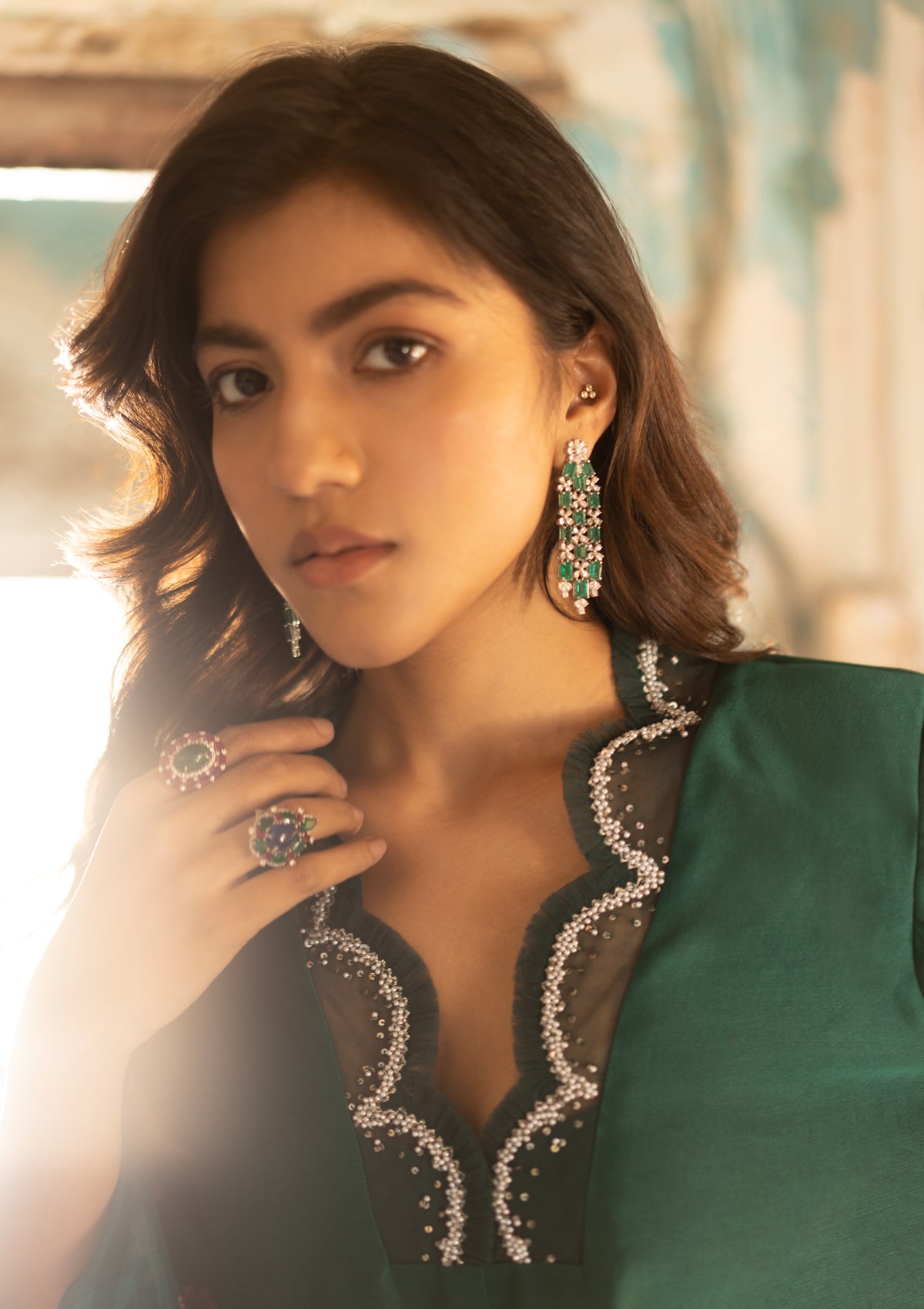 Hanna khan in Bagh Emerald Scalloped Kurta Set