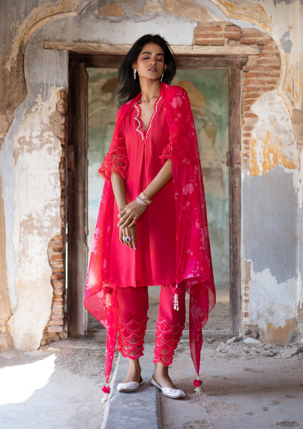 Bagh Peony Scalloped Kurta Set