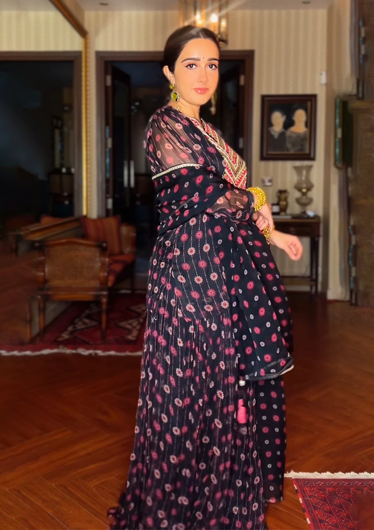 Sanjana Batra in Nazreen Black Sharara Set - Seeaash