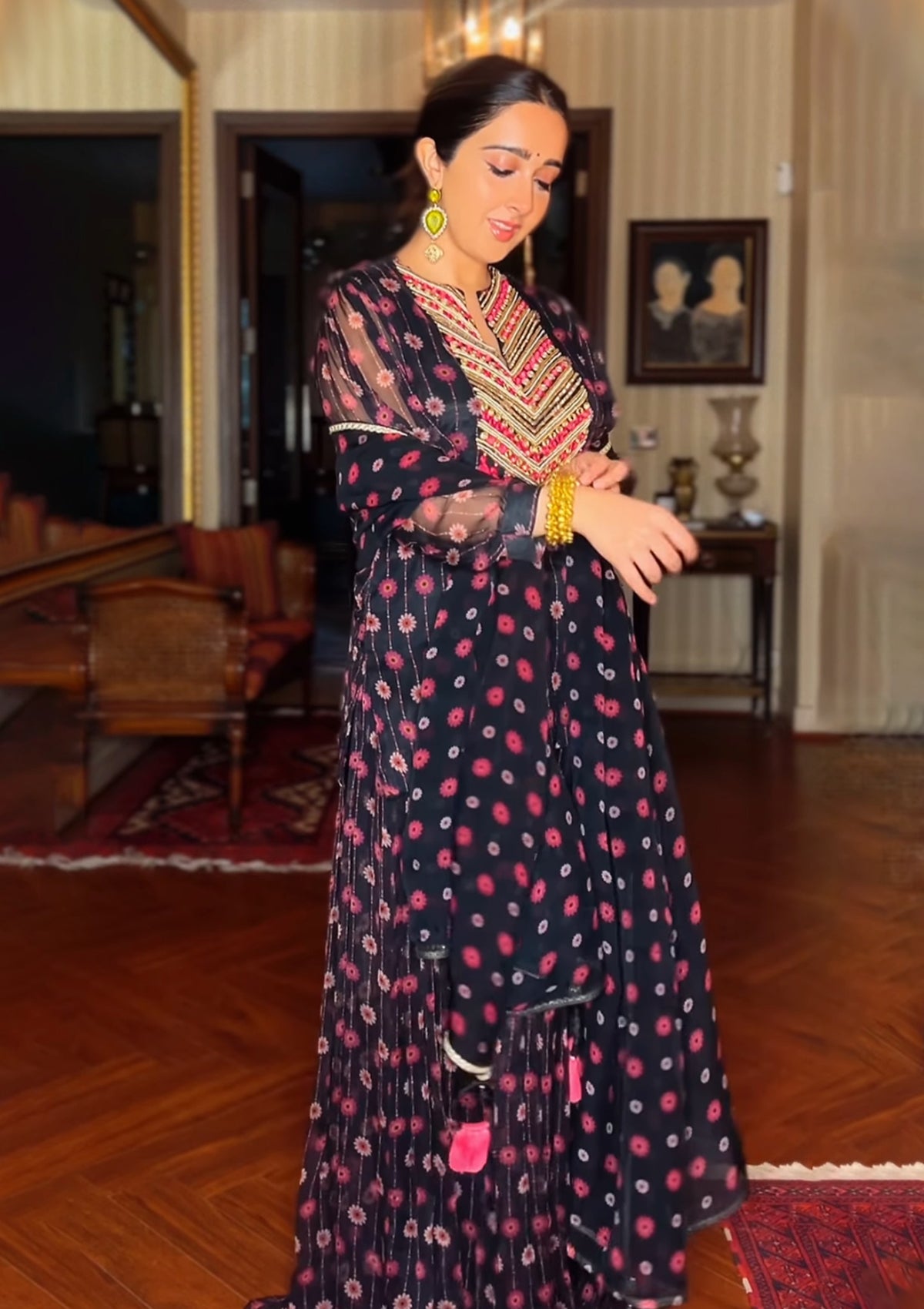 Sanjana Batra in Nazreen Black Sharara Set - Seeaash