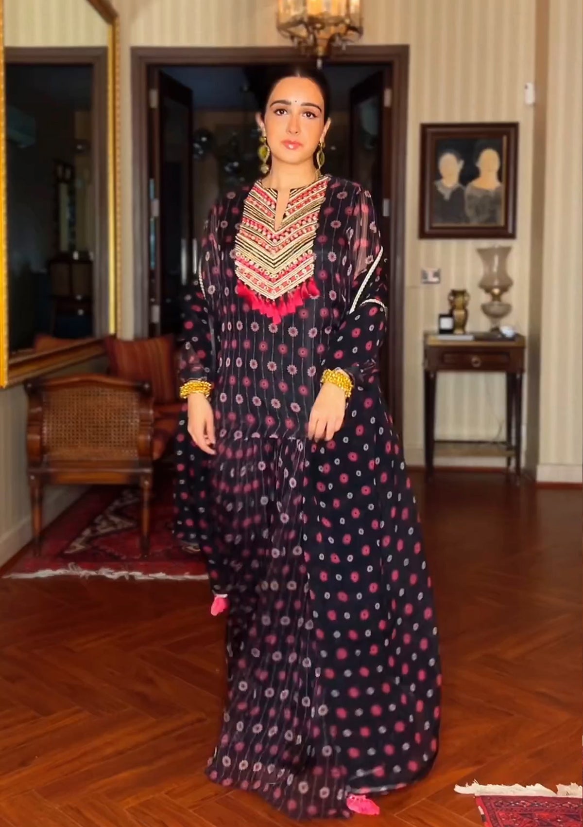 Sanjana Batra in Nazreen Black Sharara Set - Seeaash