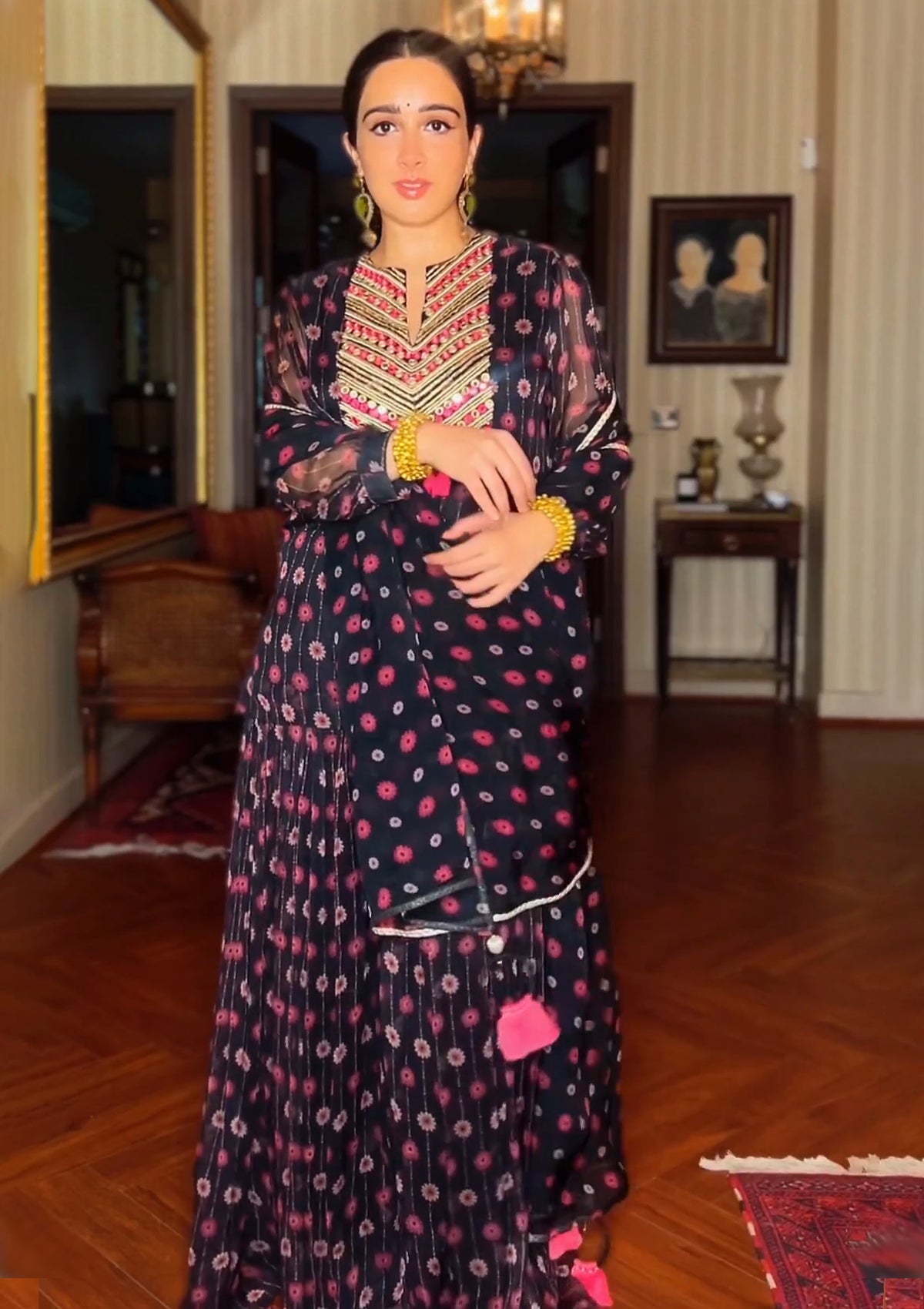 Sanjana Batra in Nazreen Black Sharara Set - Seeaash