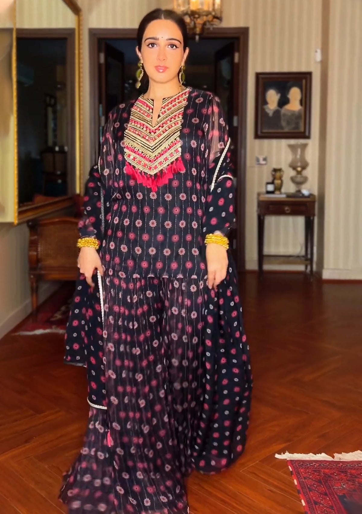 Sanjana Batra in Nazreen Black Sharara Set - Seeaash