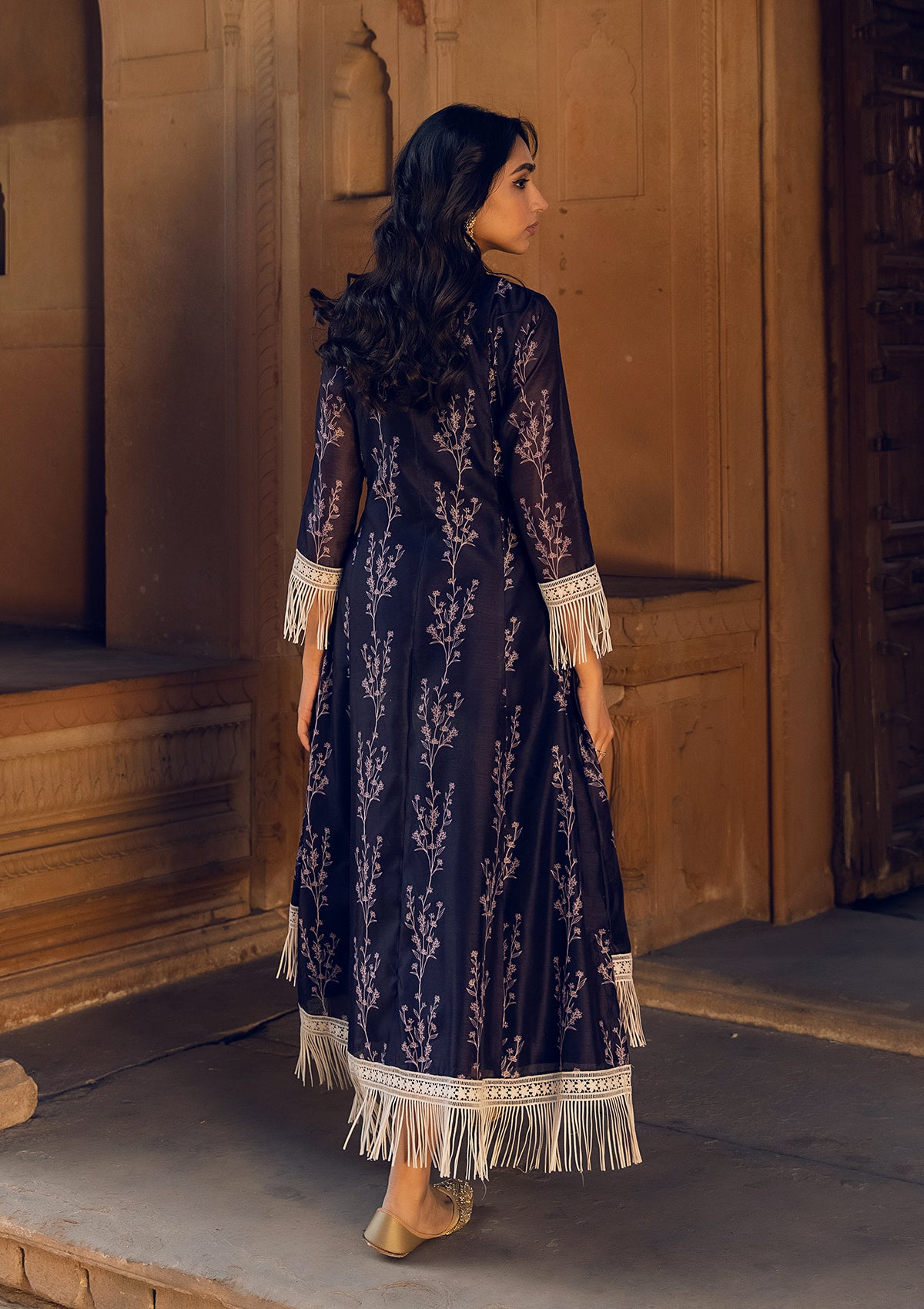 Asmira Berry Fringe Kurta Set - Seeaash