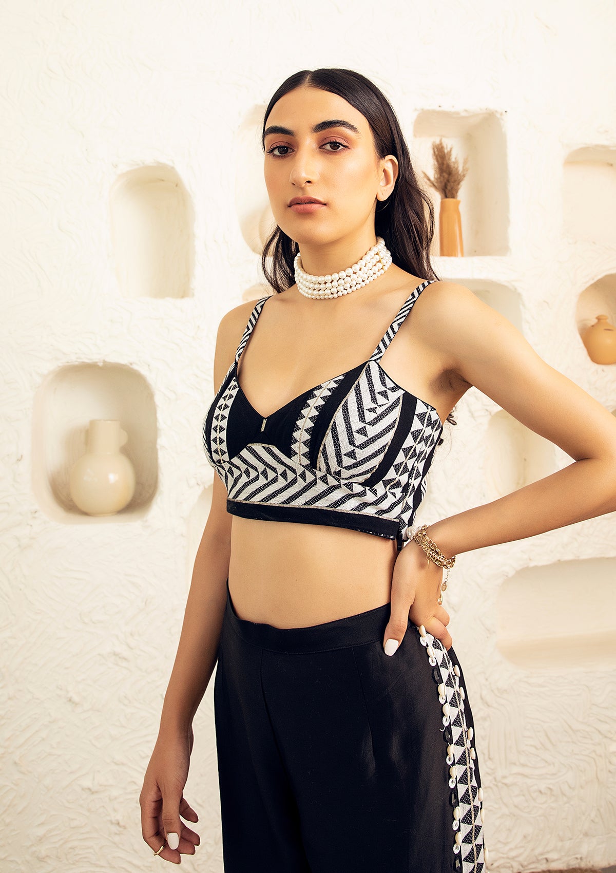 Coal Kaftan Overlay Trio Set - Seeaash