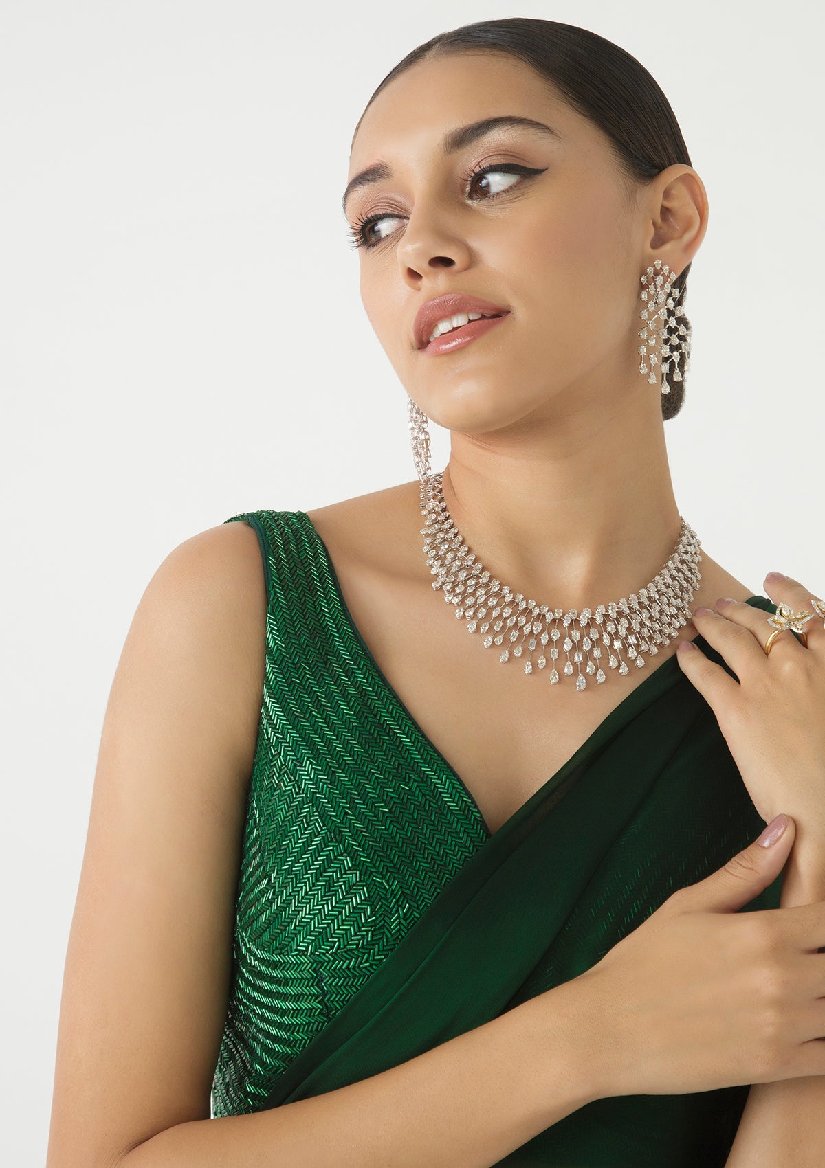 Emerald Wrap Around Ruffled Lehenga Set - Seeaash