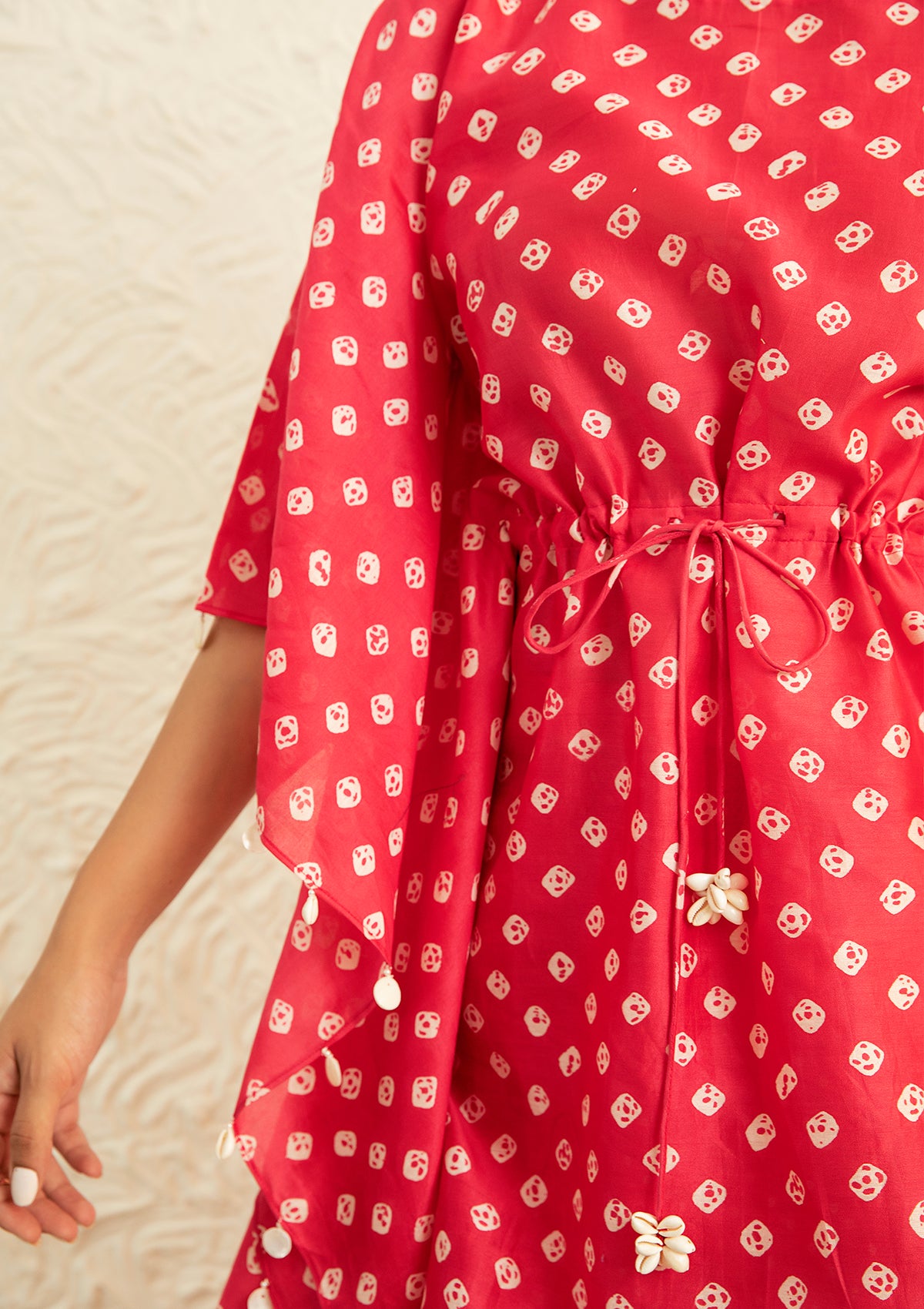 Cherry Bandhani Kaftan Set - Seeaash