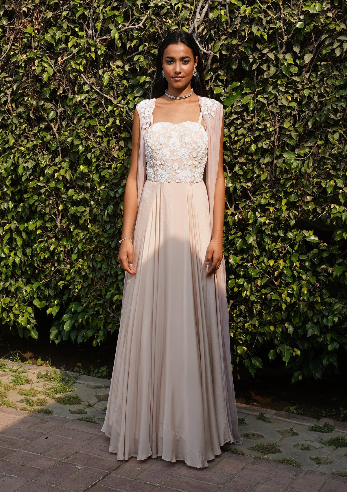 Pale Pink Corset Anarkali Set - Seeaash