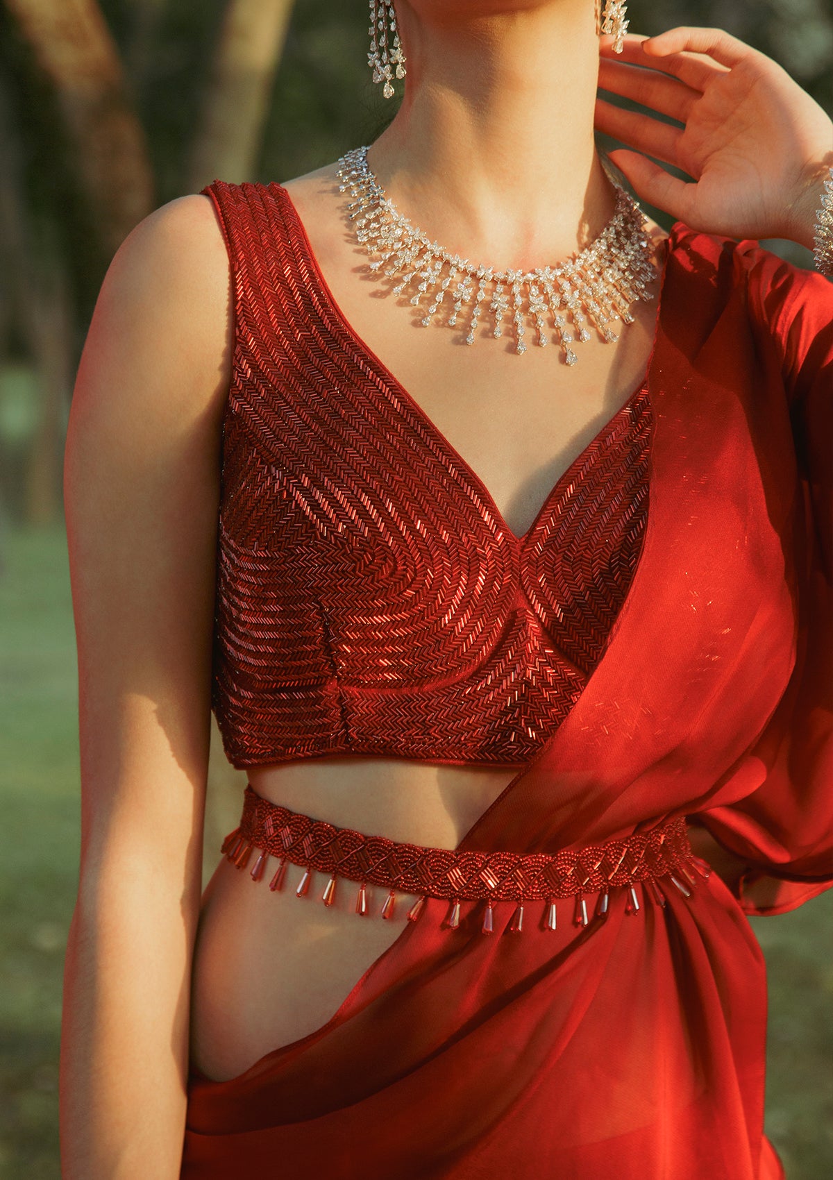 Ruby Wrap Around Ruffled Lehenga Set - Seeaash
