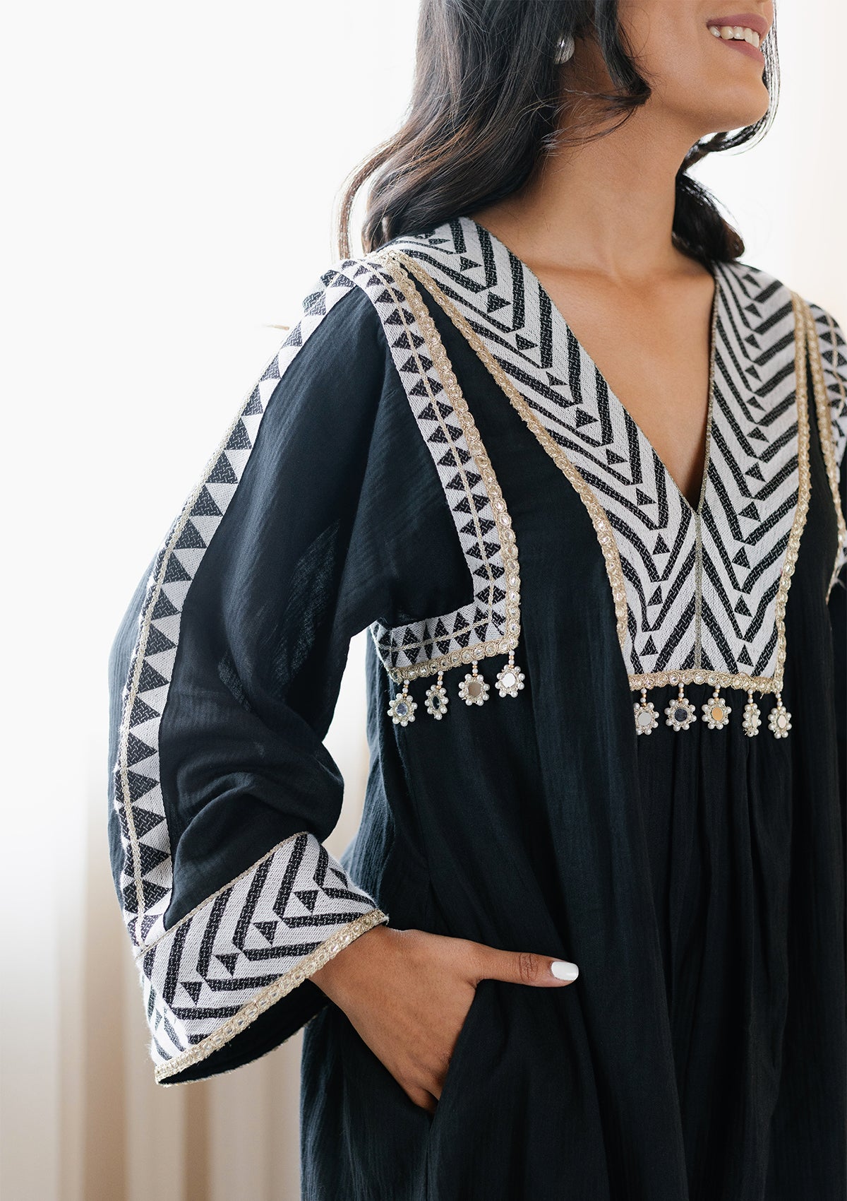 Coal Aztec Kurta Set - Seeaash
