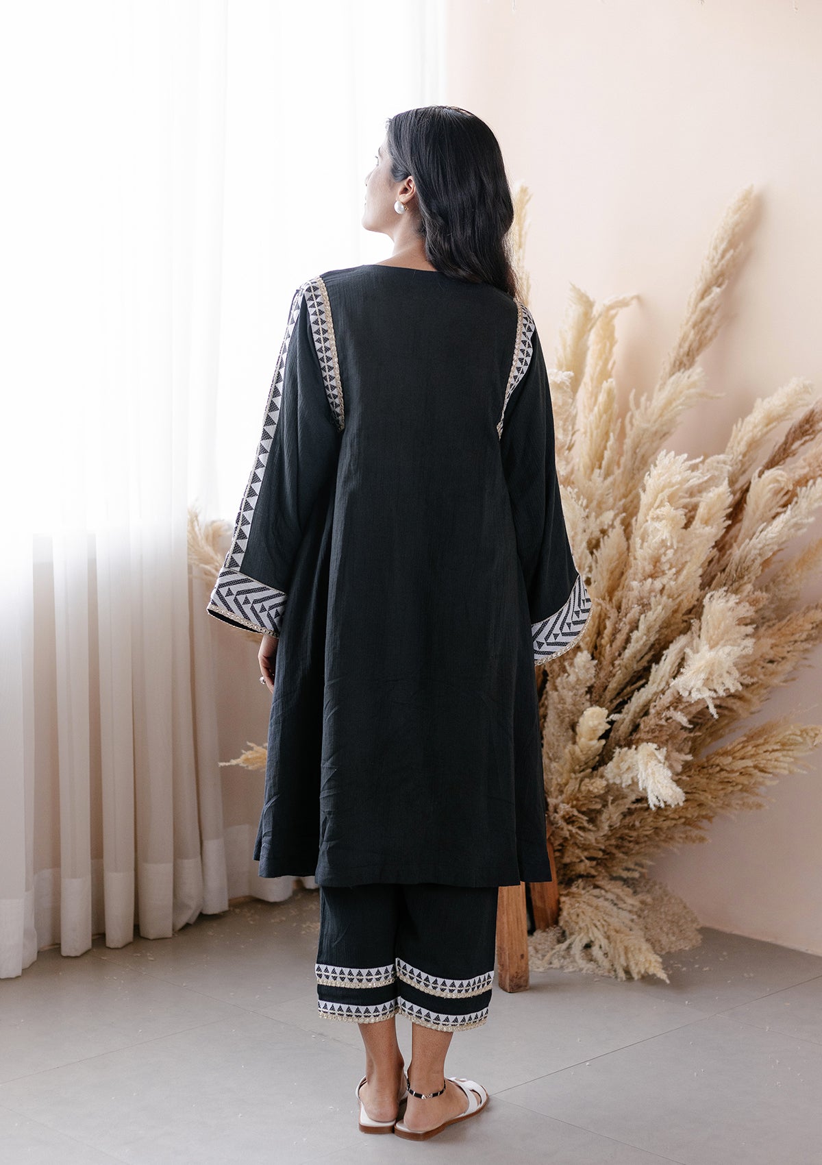 Coal Aztec Kurta Set - Seeaash