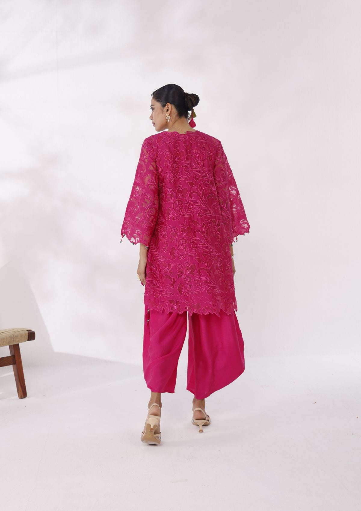 Fuchsia Flora Cutwork Kurta Set