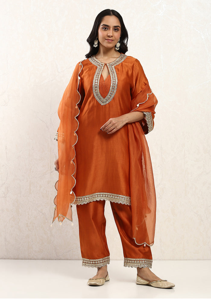 Saffron Scalloped Kurta Set