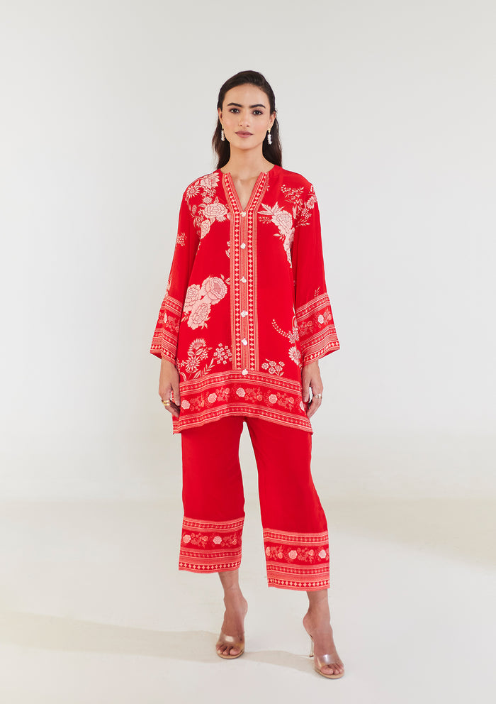 Sun and Sky Scarlet Kurta Set