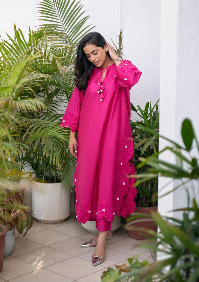 Fuchsia Florale Kaftan Set