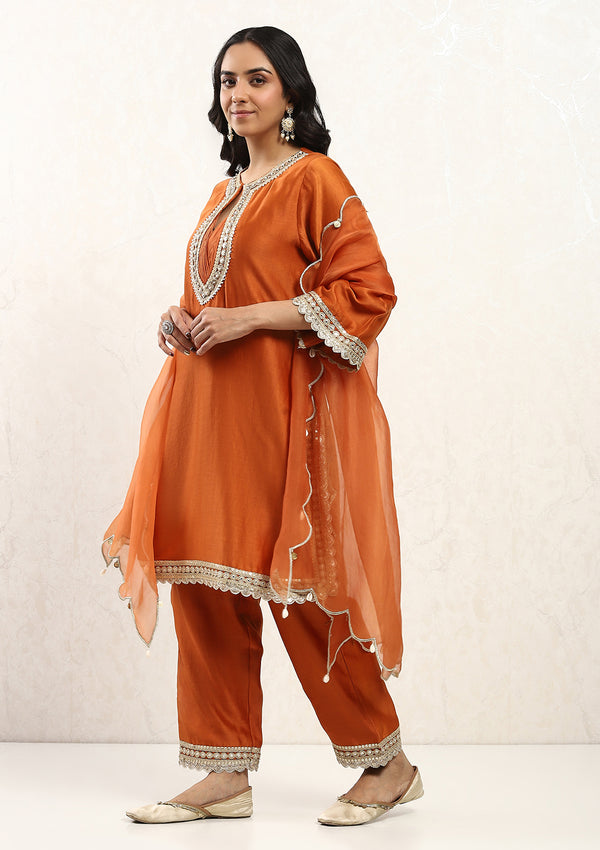 Saffron Scalloped Kurta Set