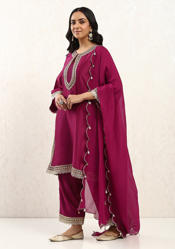 Pink Scalloped Kurta Set