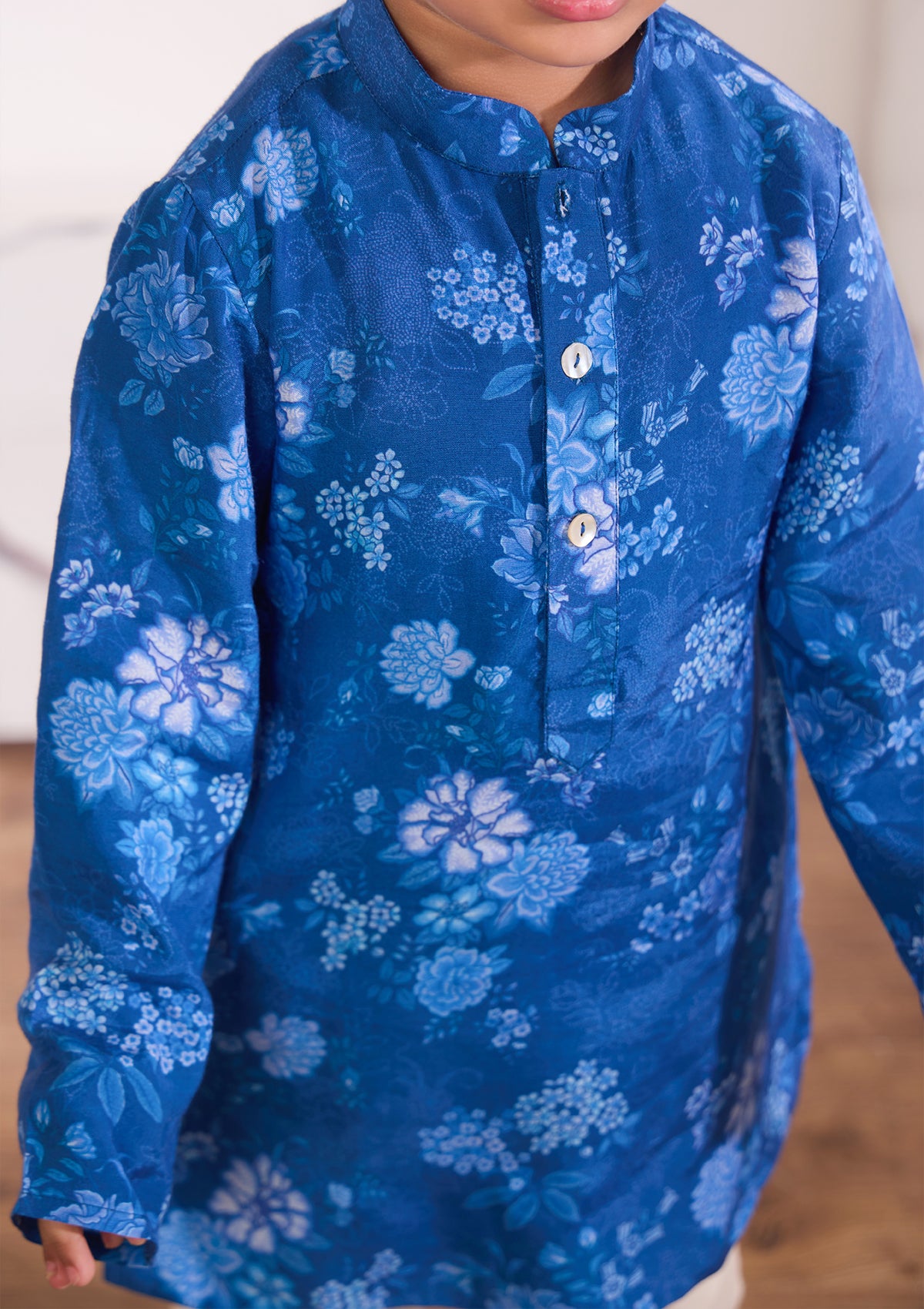 Kids Blue Floral Kurta Set