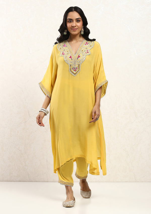 Yellow Pheran Kurta Set