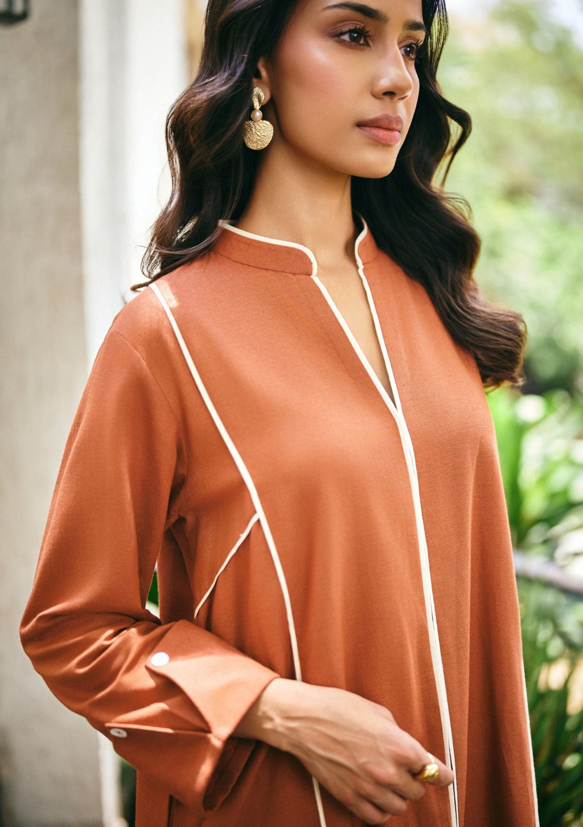 Terracotta Panelled Kurta Set