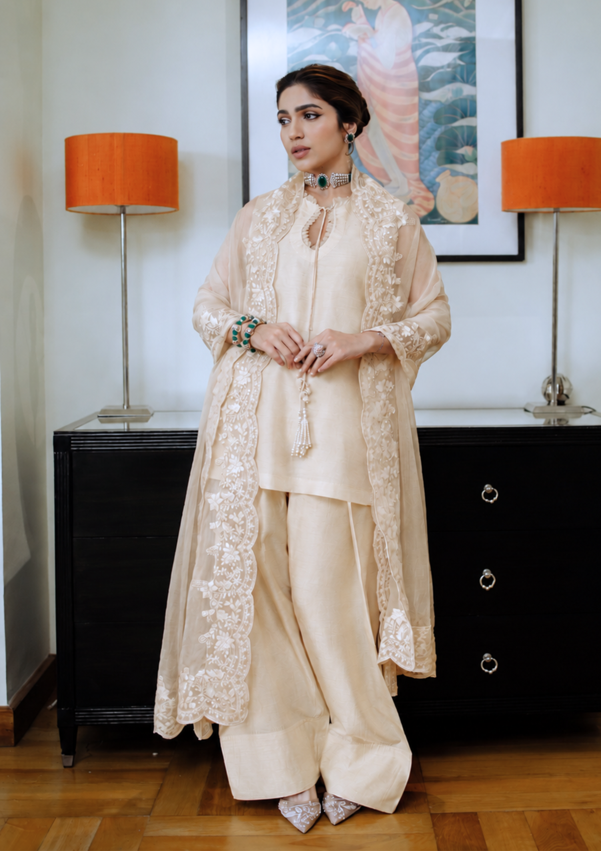 ivory Mughal Farshi Salwar Set