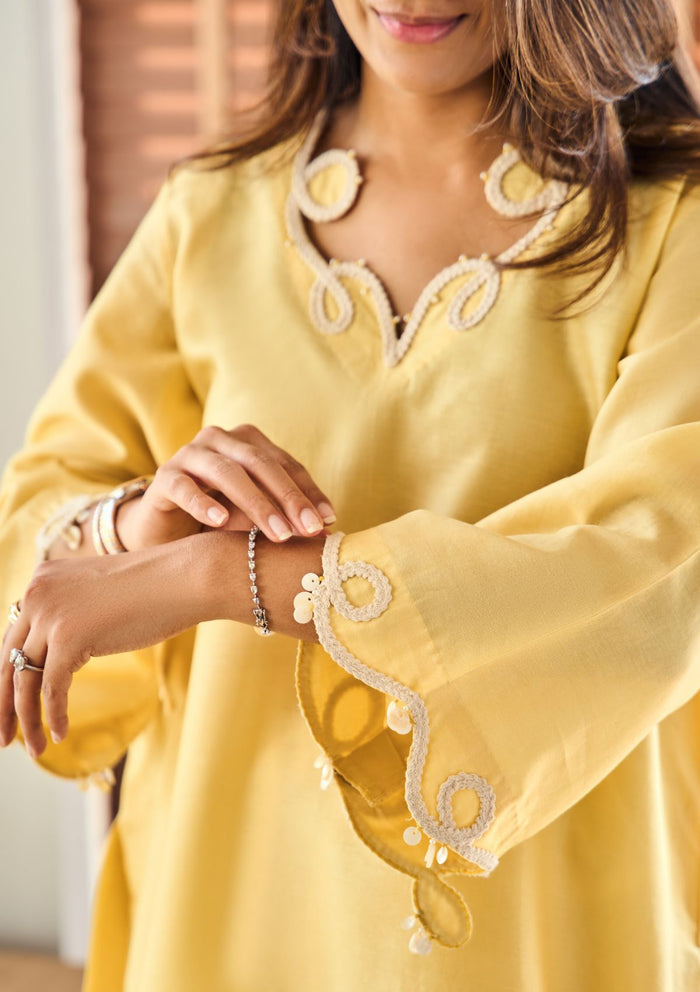 Butter Yellow Twisted Farshi Set