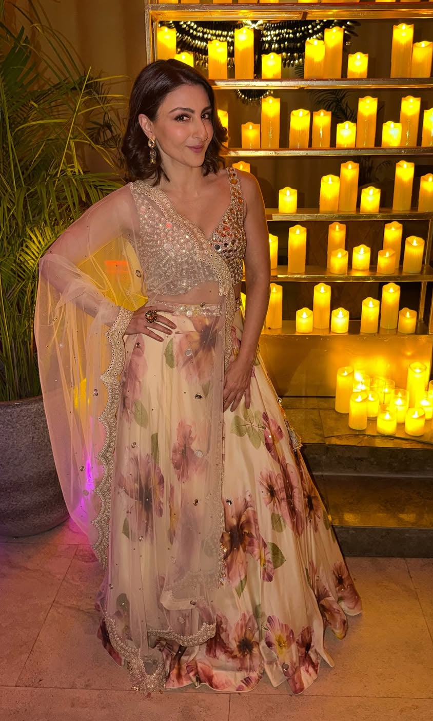 Soha Ali Khan in Suhani Ivory Lehenga Set