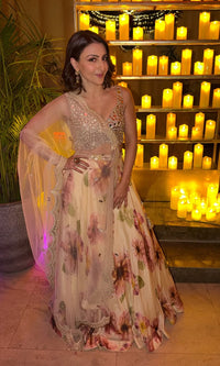 Soha Ali Khan in Suhani Ivory Lehenga Set