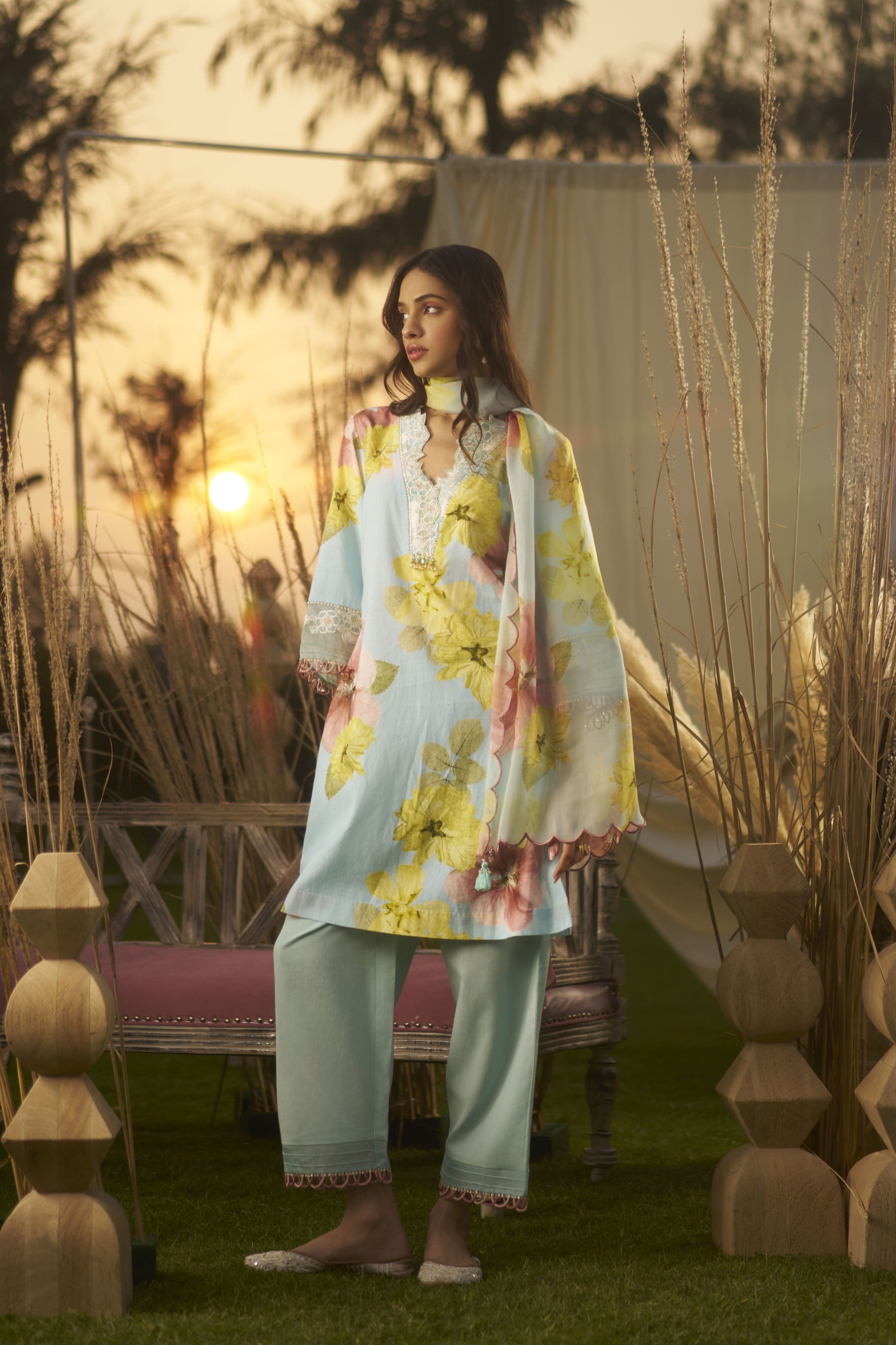 Suhani Sky Cutwork Kurta Set