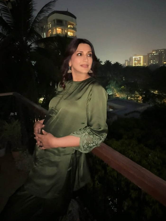 Sonali Bendre in Sage Mughal Farshi Salwar Set