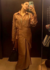 Mira Kapoor in Mocha Mykonos Draped Skirt Set