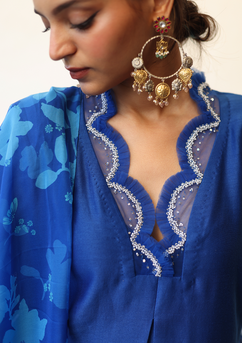 Bagh Sapphire Scalloped Kurta Set