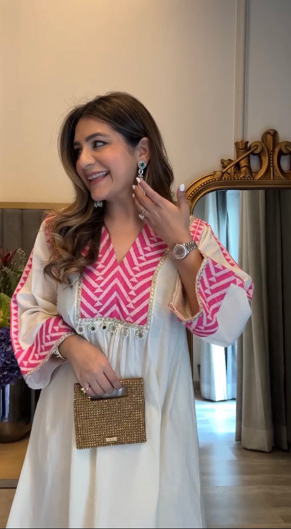 Sara Ali Khan in Pink Aztec Kurta Set