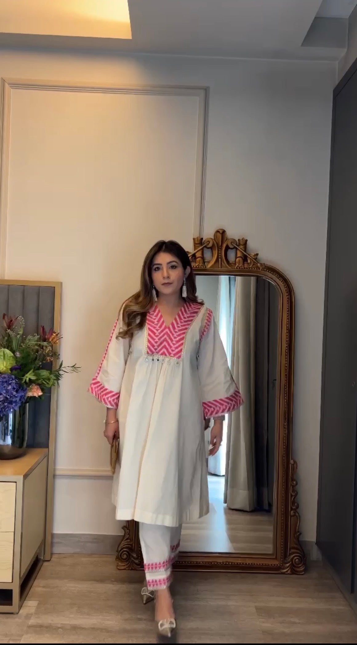 Sara Ali Khan in Pink Aztec Kurta Set