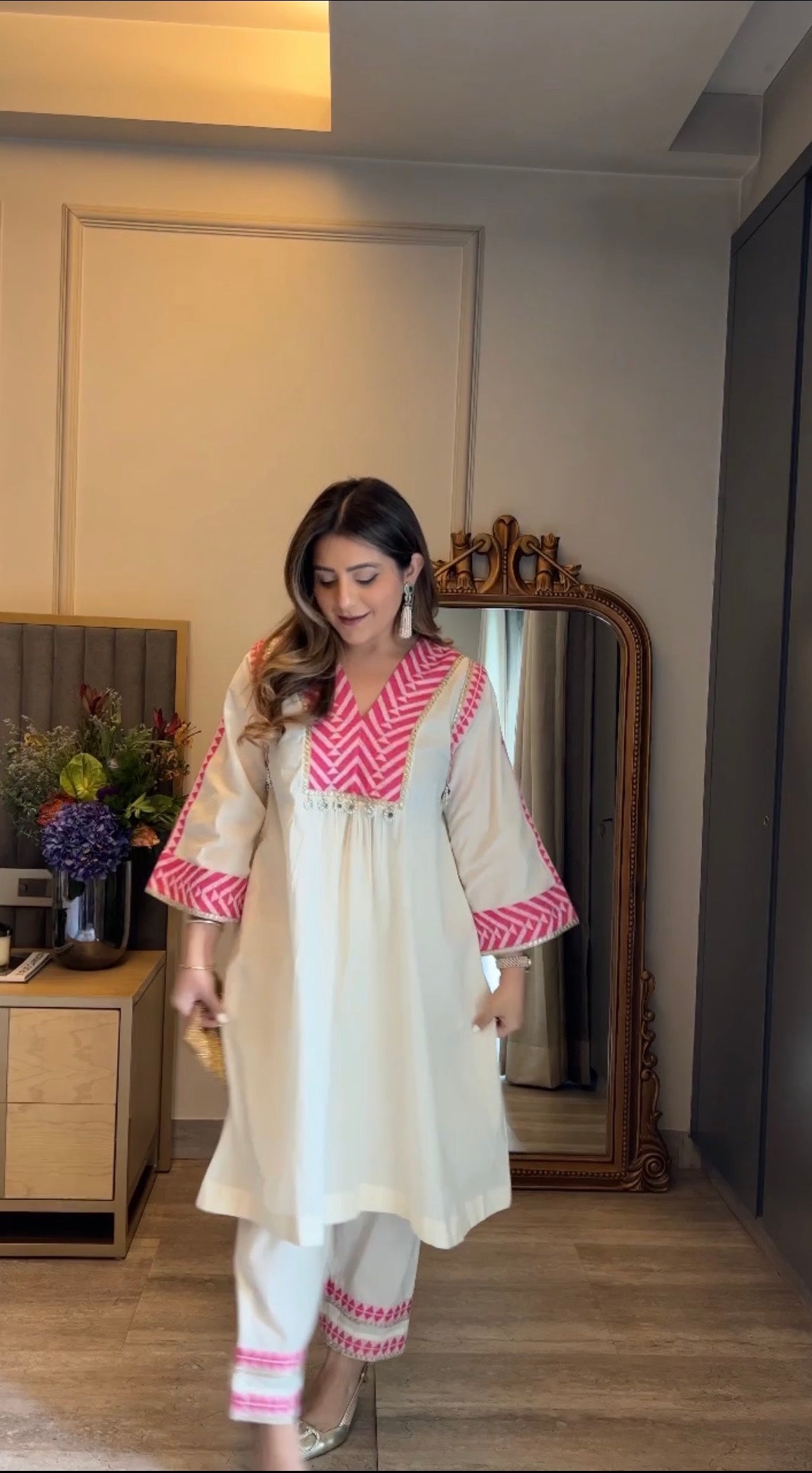 Sara Ali Khan in Pink Aztec Kurta Set