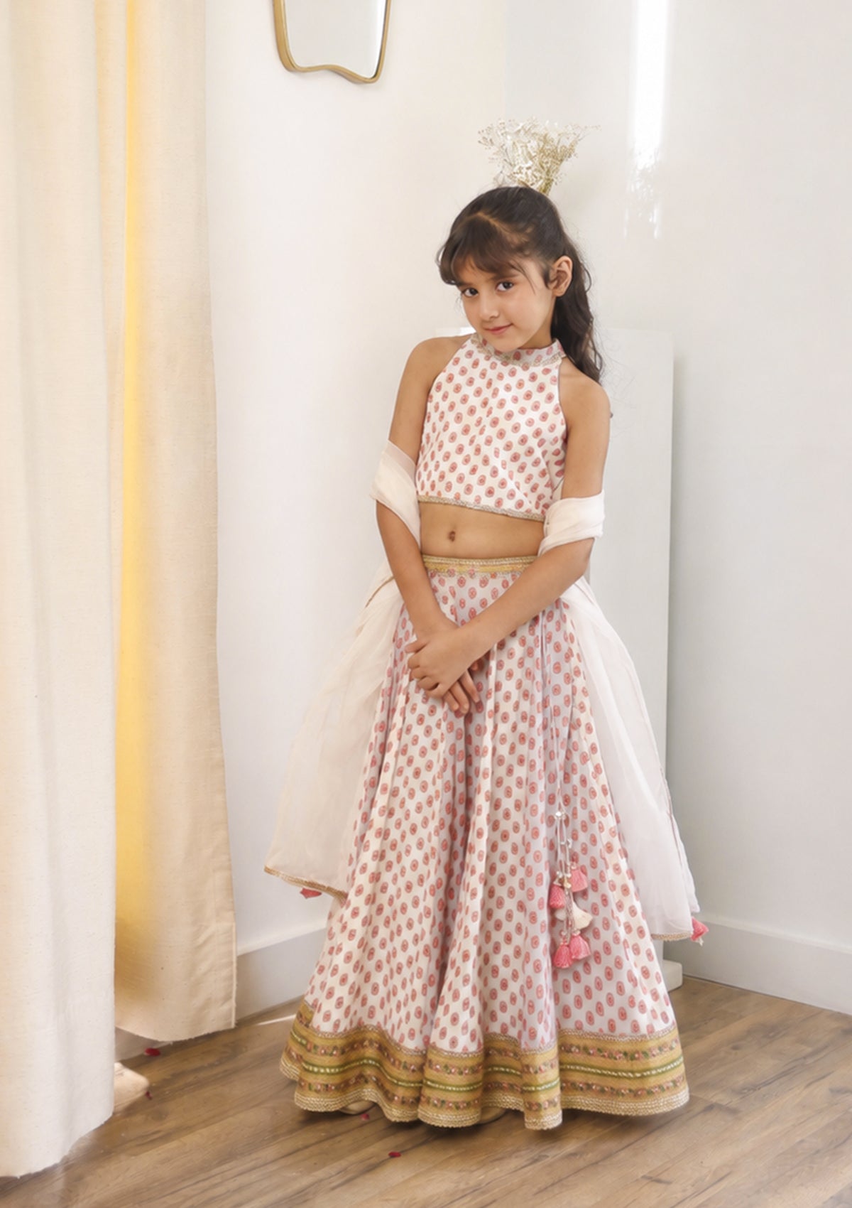 Kids Ivory Meadow Lehenga Set