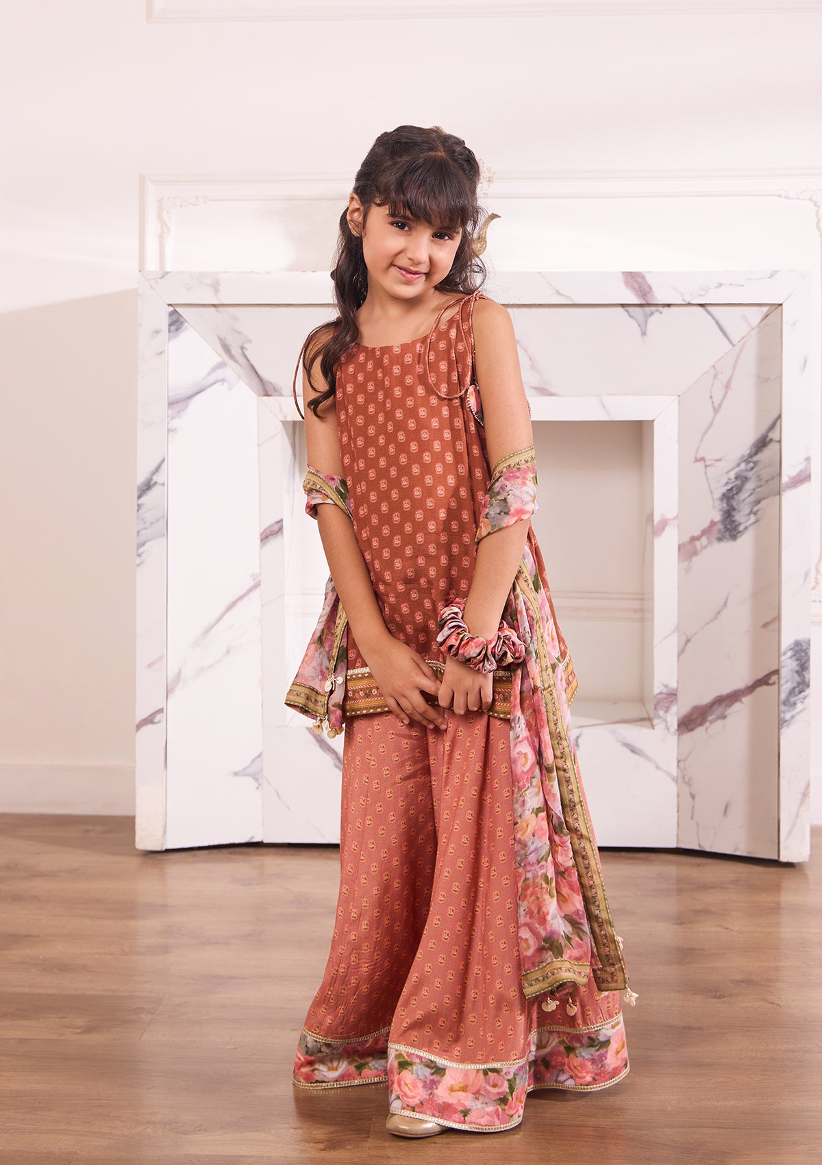 Kids Coral Meadow Sharara Set