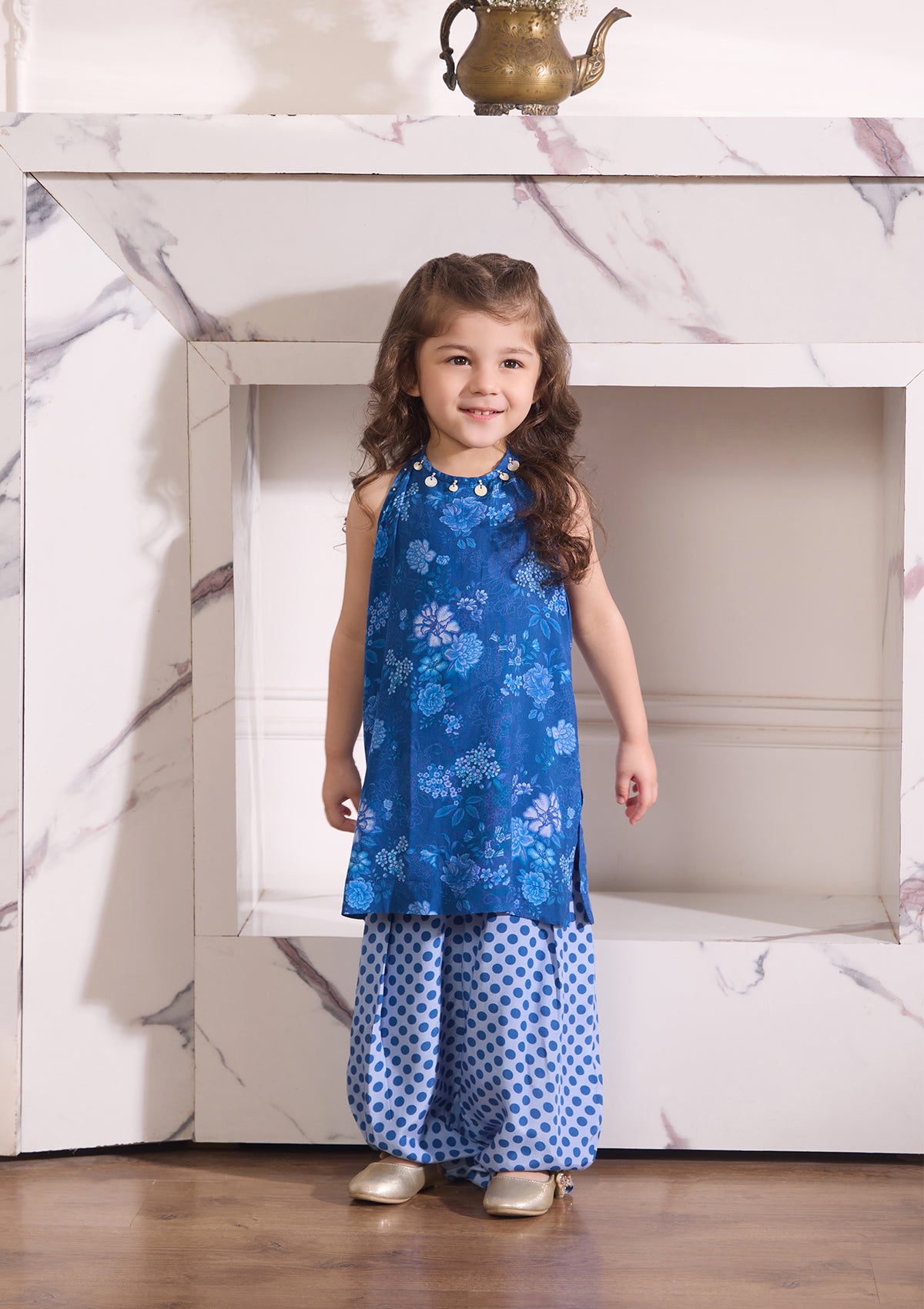 Kids Blue Polka Embroidered Balloon Set