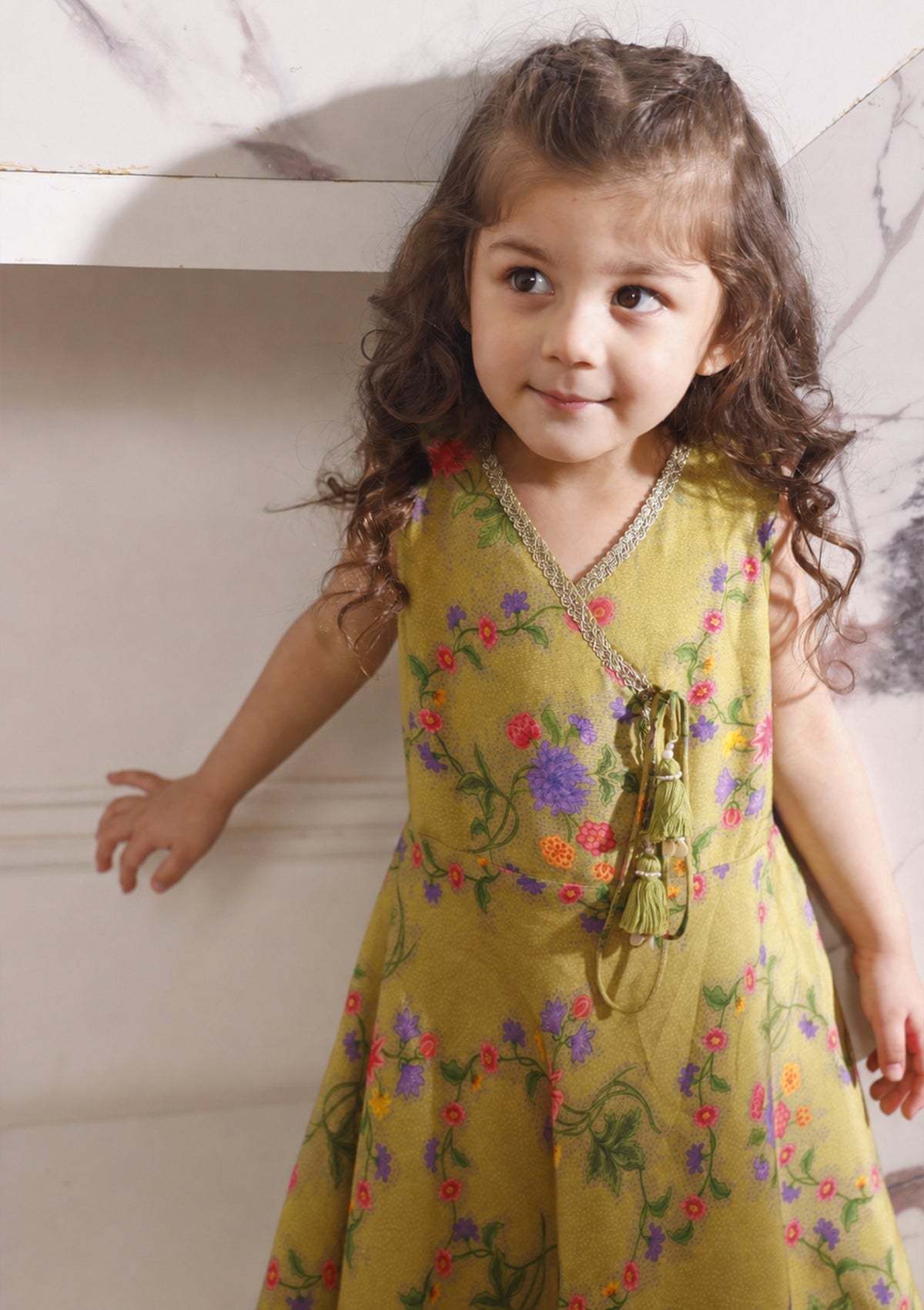 Kids Sage Braid Kurta Set