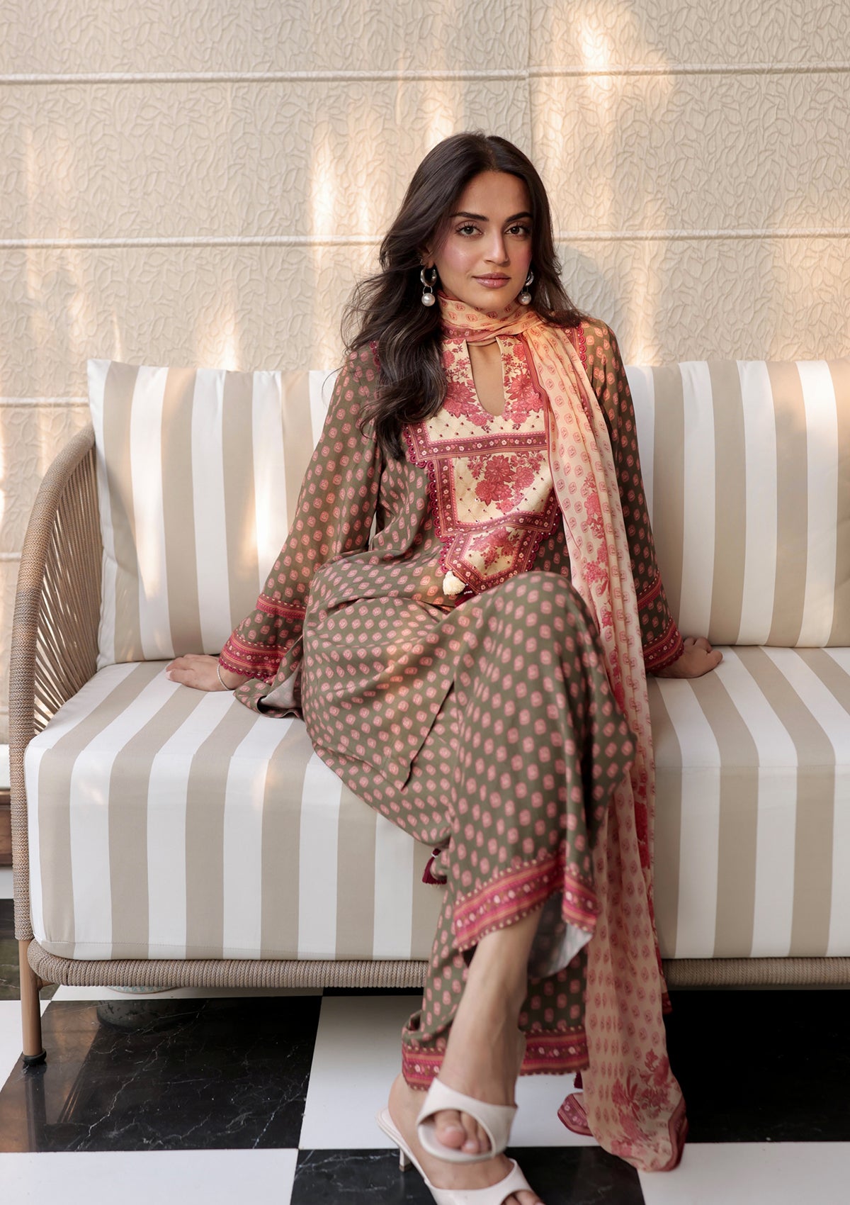Mocha Embellished Lawn Set