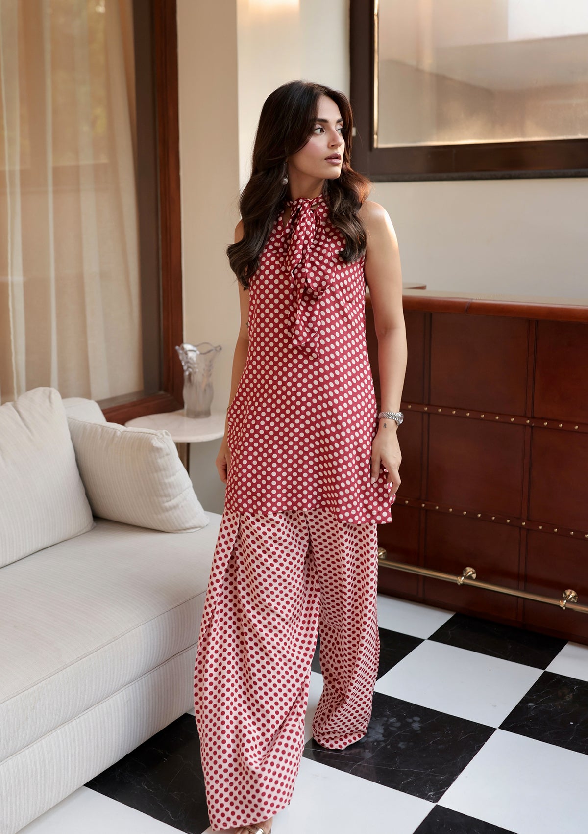 Ruby Polka Farshi Set