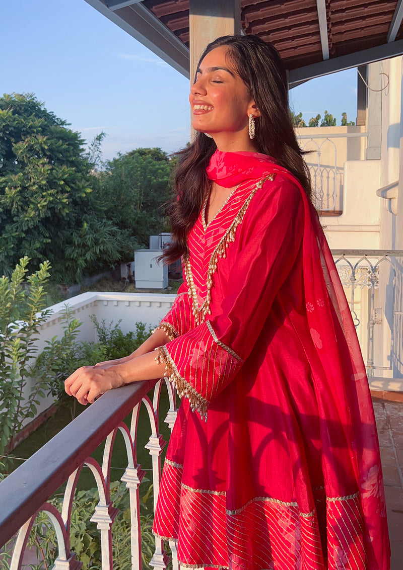 Bagh Peony Gota Kurta Set