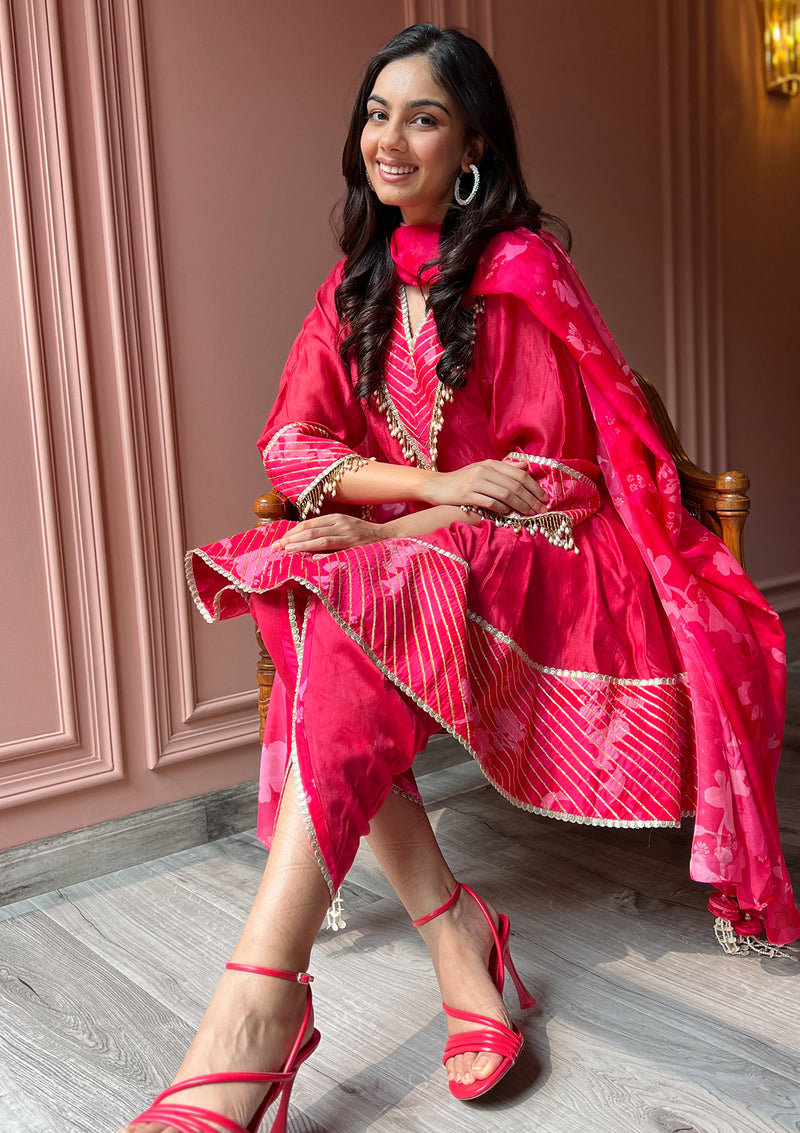 Bagh Peony Gota Kurta Set