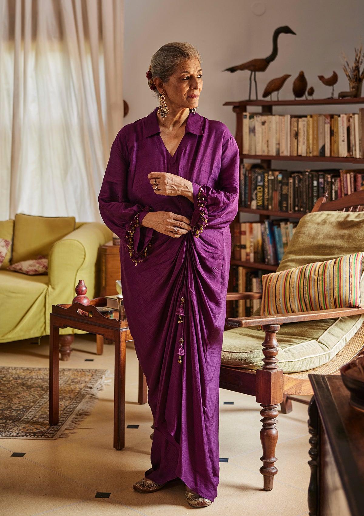 Plum Draped Shirt Dress