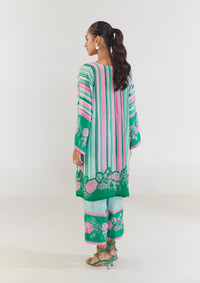 Peas In A Pod Teal and Pink Kaftan Kurta Set